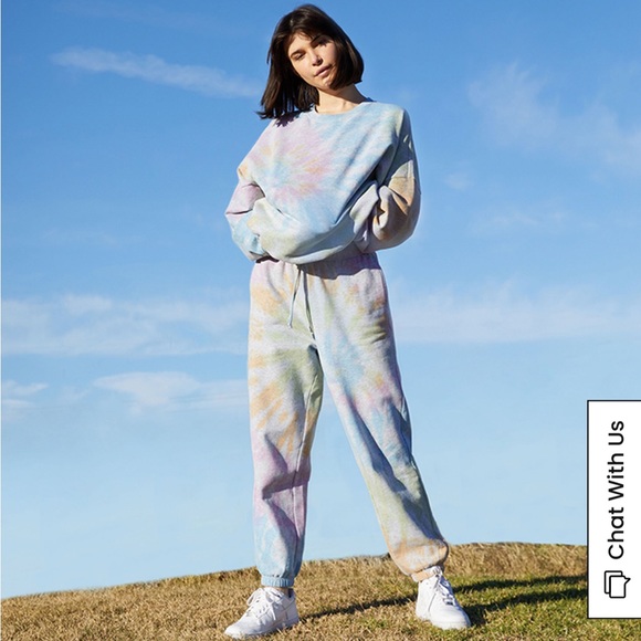 PACSUN PAC SUN Trippy Tie Dye Rainbow Sweat Pants Sweatpants | XS | Gray - Picture 3 of 8